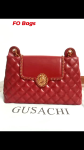 Tas GUSACHI Rantai Cantik Warna Merah Marun Untuk Wanita Sultan Brand Import Premium kd 91