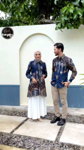 Atasan Wanita Modern Tunik Batik Zipper Katun M L XL XXL