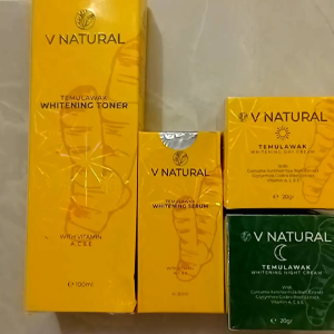 Paket 4in1 V Natural Temulawak Whitening [Day Night Cream Serum & Toner]