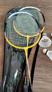 ไม้แบดแพ๊คคู่อลูมิเนียม​speed5000สีเหลือง​น้ำหนักเบา พร้อมปลอกแบดbadmiton