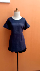 atasan wanita lengan pendek L XL blouse biru tua santai kerja kantor kuliah