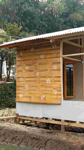 Tirai Bambu Murah Motif Bunga Ukuran 2x2 & Gulung Tampias Air Hujan