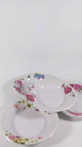 PB-6D.M (6 pcs / 12 pcs) - Piring Tatakan Melamin Motif Kembang 6 inch / 15 cm Tatakan Gelas Melamine Mini Piring Dessert Tatakan Kue Piring Kecil Melamin Peralatan Makan Melamin Serbaguna