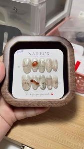 Nailbox thiết mắt mèo ánh vàng vẽ chi tiếtmóng giả 10 móng