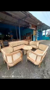 Sofa Tamu 3211+Meja Sandaran Rotan Terbaru