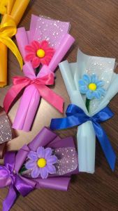 Mini bouquet height 8.5inches fuzzy wire flower souvenir giveaway bday binyag wedding teachers day colorful aesthetic vibrant giftable