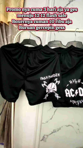 Promo Boxer 100 Ribu Dapat 10 Pcs Kolor Dalaman Pria Wanita BLACK FLAG X IRON MADEN Celana Sport Musik Band Metal Surfing Voli Olahraga Basket Santai Tidur molette pendek