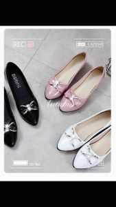 (JULYHOT)Korean Style Patent Leather Bow Flat Shoes Women Autumn Casual Low Heel Fashion Office Shoes