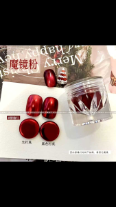 Bột tráng gương kim loại màu Đỏ Noel Tết siêu bóng siêu bám trang trí móng tay