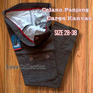 Celana Panjang Cargo Gunung Bahan Kanvas Premium Casual Denim