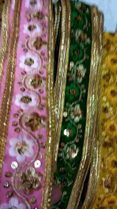 ริบบิ้นอินเดียยกพับ10หลาแถบดิ้นทอง เทปดิ้นทองอินเดีย