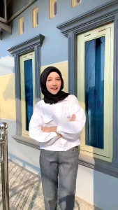 celana kerja kantor formal panjang wanita jumbo pinggang karet highwaist slimfit