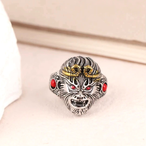 Cincin Retro Desain Kepala Raja "Sun Wu Kong" / King "Sun Wu Kong" Head (Adjustable)