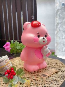 (23x12x14cm) 🐰 Gấu Dâu Ôm Thỏ - Mã SP 111 Heo đất thạch cao sơn nước vẽ tay tỉ mỉ cute