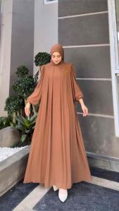 SPASSY | Milna Set Hijab Gamis Wanita Muslimah Terbaru Bahan Ceruty LD 120 Zipper Belakang Busui