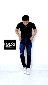 celana jeans sobek pria - ripped jeans - Celana jeans slim fit pria motif sobek