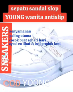 sepatu sandal slop YOONG slip on plaid shoes sepatu wanita tren masakini