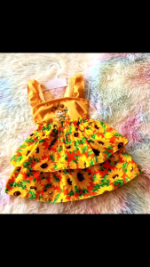 ชุดเซ็ทเสื้อกระโปรงลายดอกทานตะวัน เด็กไซส์ M