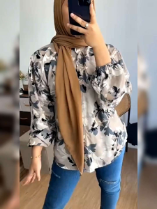 KEMEJA CASUAL RAYON MOTIF BLOUSE OVERSIZE KEMEJA RAYON MOTIF CANTIK KEMEJA KERJA TERVIRAL