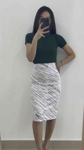 [Promo] Minimalist Printed Skirt Knee Length Pencil Skirt Midi Skirt for Women Size M-XXL