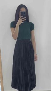Women A Line Satin Pleated Skirt Skirt / Pleated Skirt Satin Berkilat/ Palazo Pleated Skirt Perempuan / Skirt Berlipat