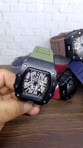 JAM TANGAN KARET SPORT TANGGAL SEGI WATERRESISTANT