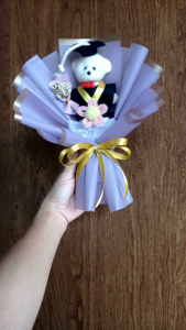 Buket Mini isi gantungan Boneka Bear wisuda Wraping gembul Graduation