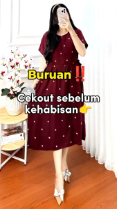 Daster Chibi Rayon Busui - Daster Kerut - Daster Serut - Baju Tidur - Wanita - Dress Bumil Kimono Kancing Panjang Pendek Katun Motif