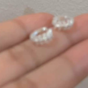 เงินแท้มีใบรับประกัน ต่างหูเงินแท้ ต่างหูห่วง ใบมะกอกเพชร สัญลักษณ์แห่งชัยชนะและความสำเร็จ/ ต่างหูห่วง 11 มิล | SE17