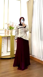 Gamis Brokat Wanita Dewasa Terbaru 2025 Mewah Sabrina Dress Bahan Ceruty Babydoll Mix Brokat Aplikasi Swarovski Gamis Kondangan Pesta Fashion Muslim Wanita Kekinian