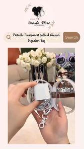 A257✨ Portable Transparent Cable & Charger Organizer Bag 数据线充电器收纳透明便携整理袋 Beg Lutsinar Penyimpan Kabel & Pengecas Mudah