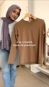 Kaos Basic Rib Lengan Panjang Premium Kaos Rib Polos Premium