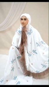 Mukena Dewasa Katun Bordir Azuraa Renda Tulleu Mewah Mukenah Premium Terbaru