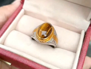 CINCIN BATU TIGER EYE MINIMALIS SUPER TOP QUALITY