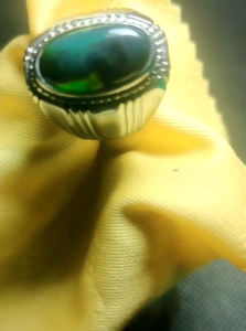 cincin batu bacan Doko majiko asli dim 15x8x4 ring titanium silver