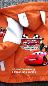 Jaket Anak Kombinasi Waterproof Premium Cocok Buat Anak Laki-Laki Generasi Milenial Bergambar Mobil McQueen