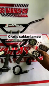 Paketan stang trail monster plat hitam+adaftor stang+gas spontan daytona polos besi import+Lampu sorot LED=✓GRATIS SAKLAR LAMPU...