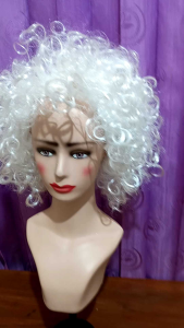 Wig kribo putih wanita pria - Wig kribo besar putih import harga grosir