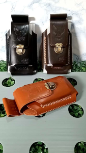 Aksesoris Handphone Tas sarung Hp Pinggang Kulit sapi Dua Slot Hp Ukuran Maksimal 7 inchi