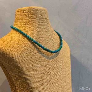 CW Manila - Classic Adjustable Necklace - 6mm Chrysocolla Stones - Semi-Precious Stone Adjustable
