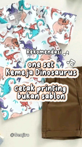 Setelan Baju Anak Laki-Laki ( KEMEJA DINO COKLAT ) Untuk Anak Usia 6 Bulan sampai 4 Tahun