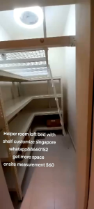 Loft bed with shelf customize singapore for helper room/store room/bomb shelter