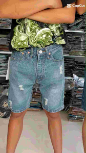 กางเกงขาสั้นชาย ยีนส์ขาสั้นชายไซส์28-44" กางเกงยีนส์สามส่วนชาย ริมแดง เป้าซิป กางเกงแฝชั่นชายหญิง