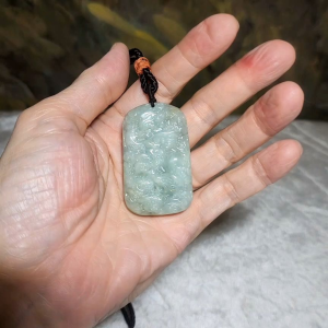 Type A Jadeite light green Nine Dragons (front 5 back 4) Jade pendant (with certificate) 翡翠淡绿九龙(前五后四)吊坠(带证书)