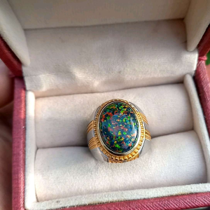 Cincin Batu Kalimya Hitam Australia Mewah Elegan