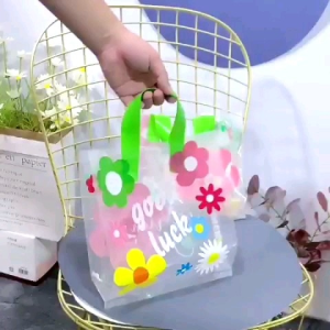 25pcs Premium Fashion Transparent Retail Shopping Boutique Handle Goodies Plastic bags Murah Cantik besar