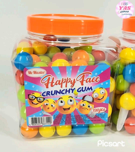 120pcs HAPPY FACE CRUNCHY BUBBLE GUM / loot bag fillers / paninda / giveaways / party favors.