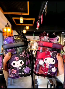 640ml - Sanrio Jade Cinnamon Dog Kuromi childrens water bottle to go out and carry separate dual tritan drinking bottle to go to school special straw bottle