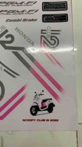 Bộ tem dán Honda Scoopy màu trắng new hàng nhập Thái Lan chất lượng Bộ tem dán xe Scoopy màu trắng hàng nhập Thái Lan chất lượng cao dành trang trí riêng cho dòng xe này tem in lụa màu sắc rất đẹp và bền giá bán cực tốt bán lẻ như bán sỉ
