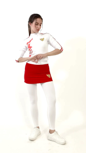 Setelan Merah Putih baju senam wanita legging rok wanita kaos olahraga